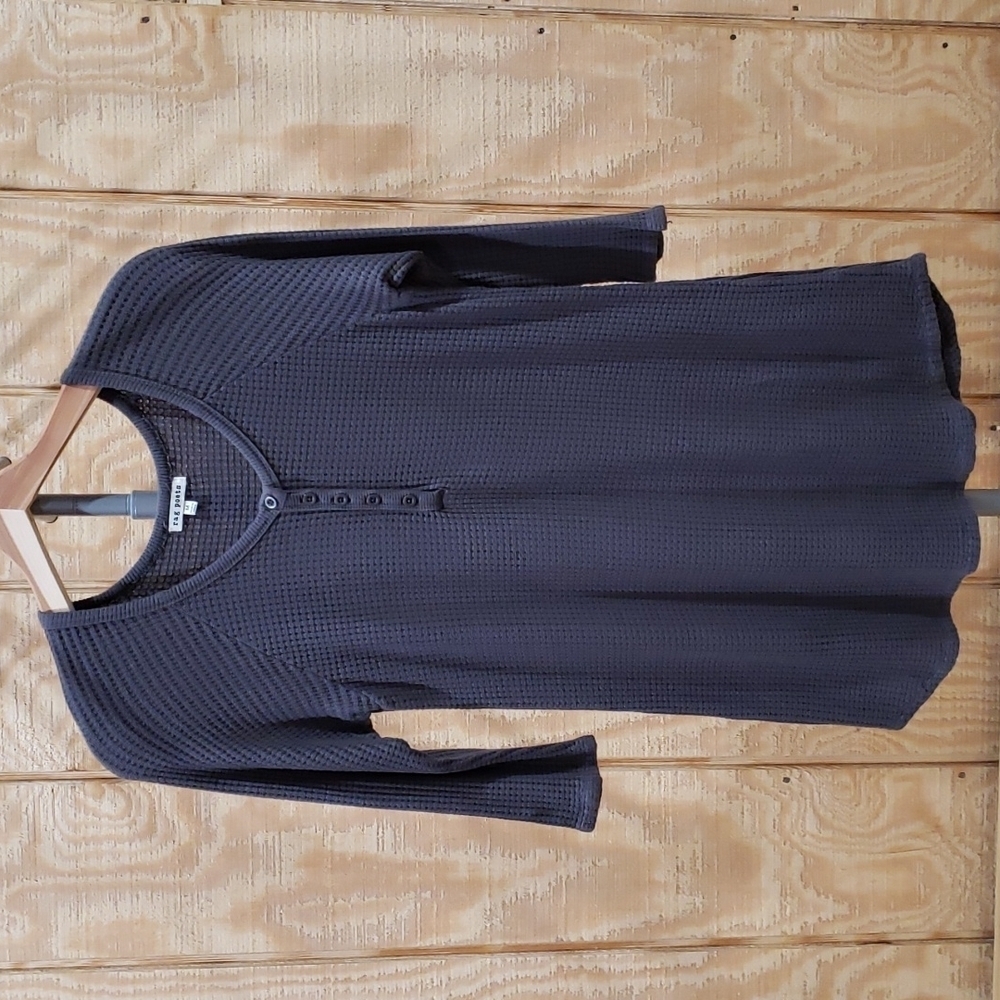 Rag Poets Gray Simply Henley Tunic Top Size M